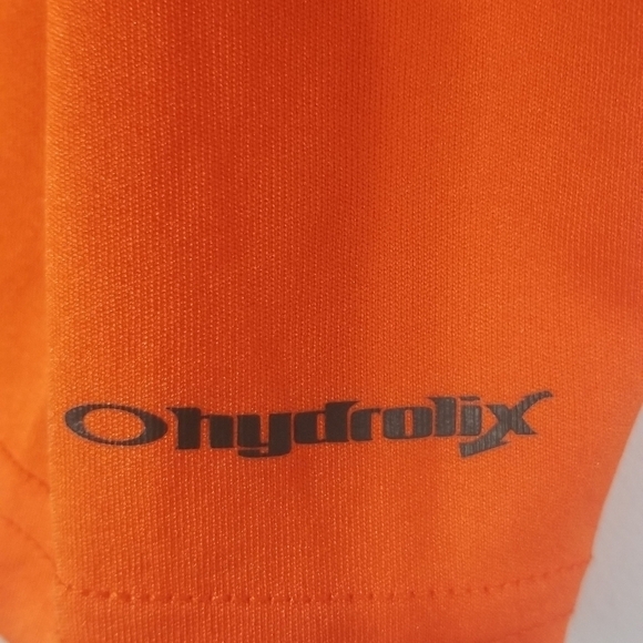 Oakley Hydrolix Golf Polo. Orange and Grey. Striped Front. Regular Fit. Size L. - Picture 8 of 8